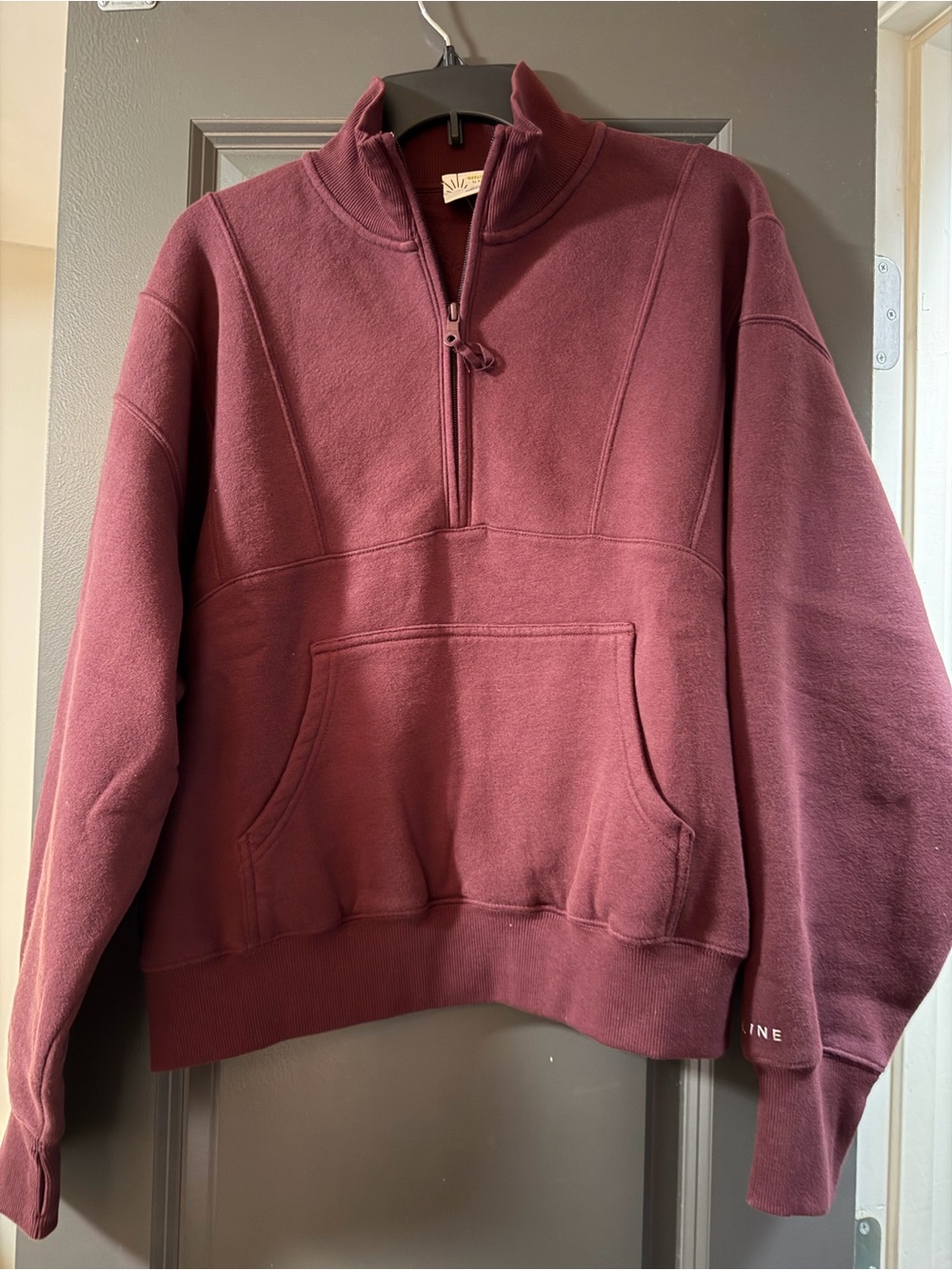 aerie Burgundy Half-Zip Pullover Sweatshirt